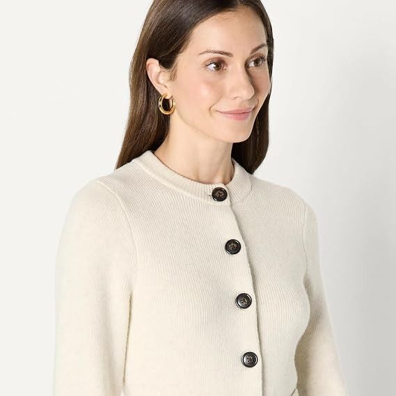 Cream Button-Up Cardigan Sweater image 2